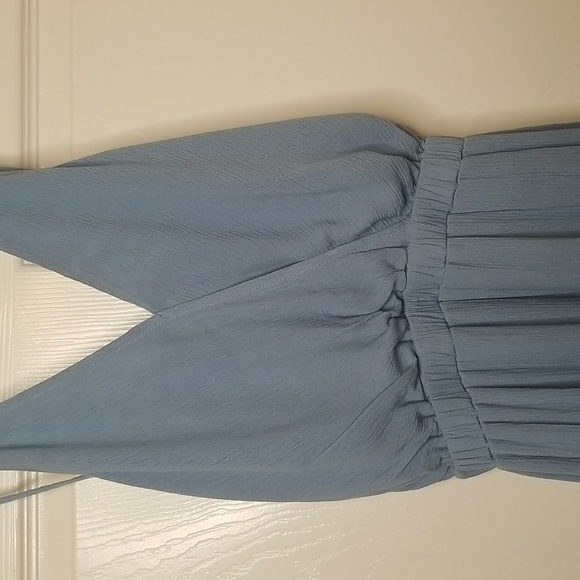 Lulus Womens Lost In Paradise Maxi V Neck Flowy Formal Dress Slate Blue - Picture 6 of 16